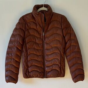 Scully’s Leatherwear Leather Ribbed Puffer Jacket NWT Women’s size Small